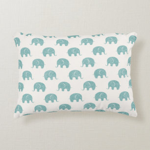 Teal Cute Elephant Pattern Decorative Cushion