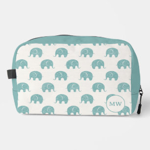 Teal Cute Elephant Pattern Dopp Kit