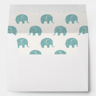 Teal Cute Elephant Pattern Envelopes