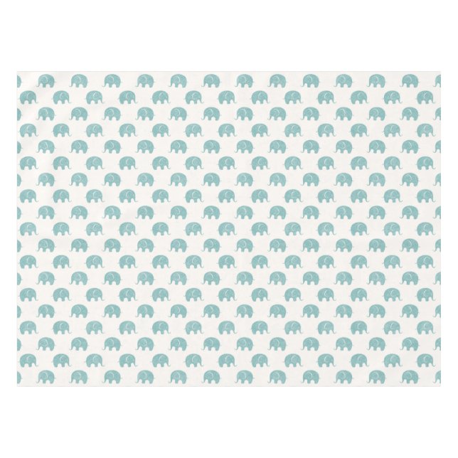 Teal Cute Elephant Pattern Tablecloth (Front (Horizontal))