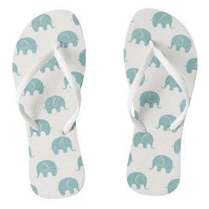 Teal Cute Elephant Pattern Thongs
