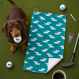 Teal Dachshund Mum Golfer Gift Golf Towel