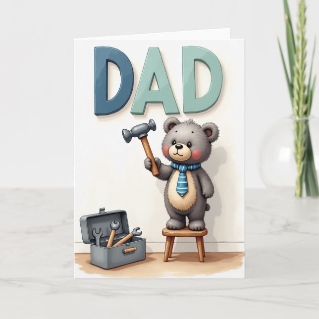 Teal Dad Bear Tool Card (Front)