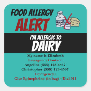Teal Dairy Food Allergy Alert Warning Label