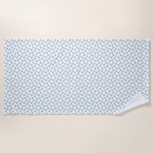 Teal Daisies Outline Beach Towel (Front)