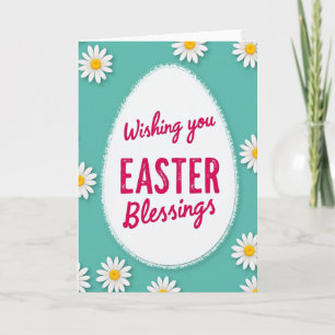 Teal Daisy Easter Blessings Card
