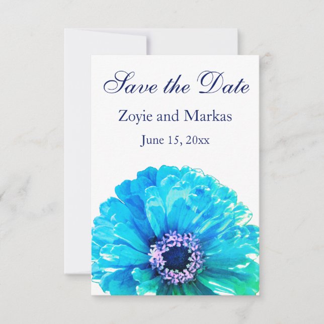 Teal Daisy  - save the date (Front)