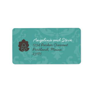Teal Damask address labels