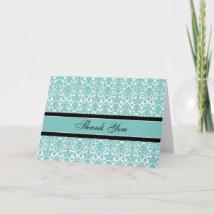 Teal Damask Baby Shower Hostess Thank You Card