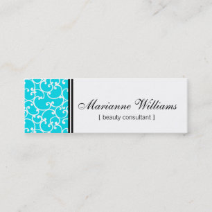 Teal Damask Beauty Micro Mini Business Cards