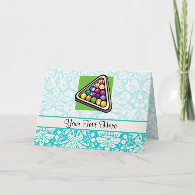 Teal Damask Billiards Card (Front)
