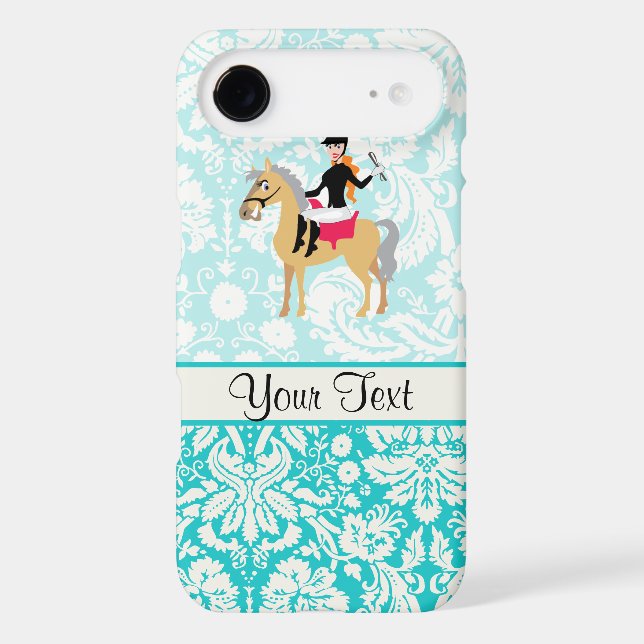 Teal Damask Equestrian iPod Touch Cover (Back)