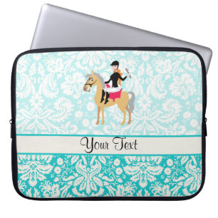 Teal Damask Equestrian Laptop Sleeve