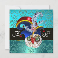 TEAL DAMASK ,JEWEL OWL ,ELF HAT,DIAMOND  FEATHERS