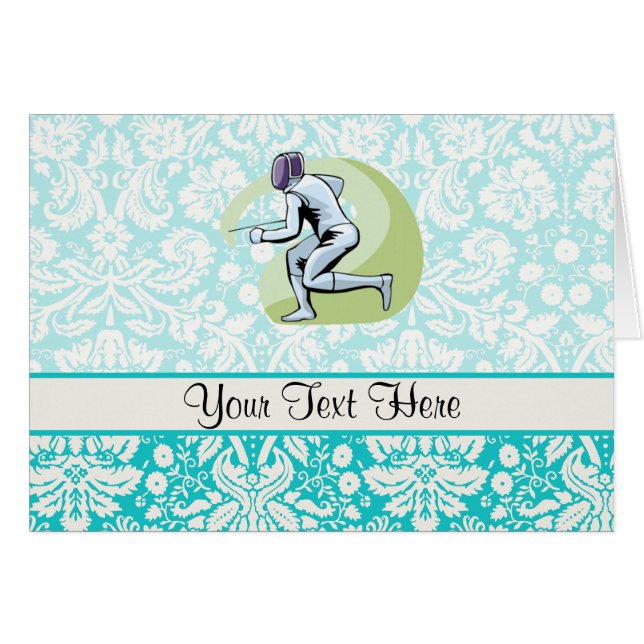 Teal Damask Pattern Fencing (Front Horizontal)