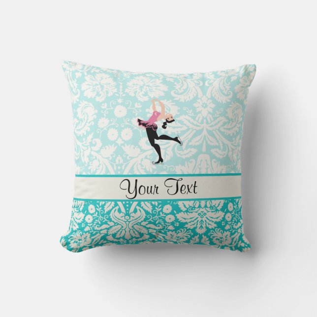 Teal Damask Pattern Ice Skating Cushion (Front)