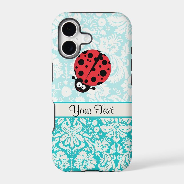 Teal Damask Pattern Ladybug (Back)