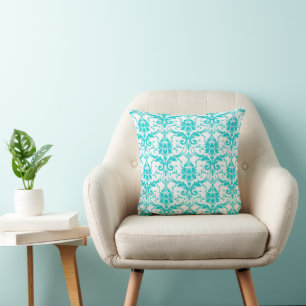 Teal Damask Pillow