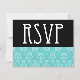 Teal Damask RSVP Card