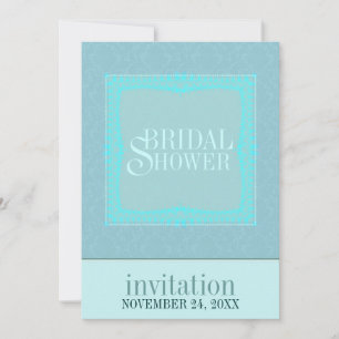 Teal Damask Simple Bridal Shower Invitation