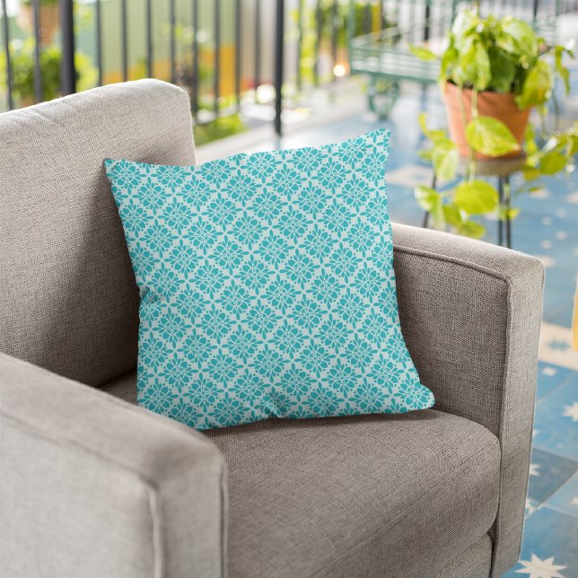 Teal Damask/Stripes Decorative Throw Pillow (Creator Uploaded)