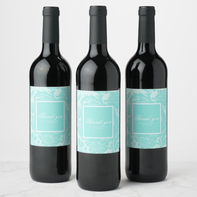 Teal damask wine label (Bottles)