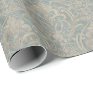 Teal Damask Wrapping Paper