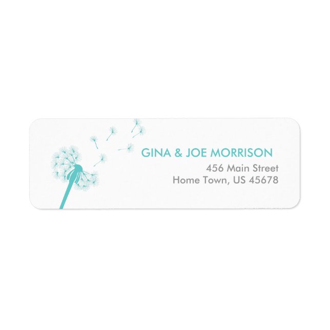 Teal Dandelion Address Return Label (Front)