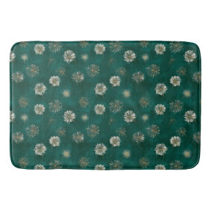 Teal Dandelion Pattern Bath Mat