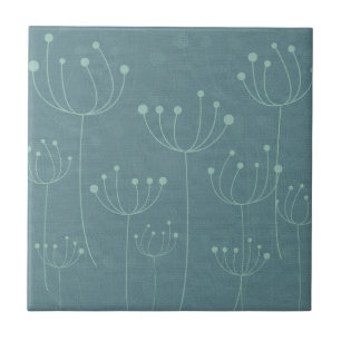 Teal Dandelions Ceramic Tile