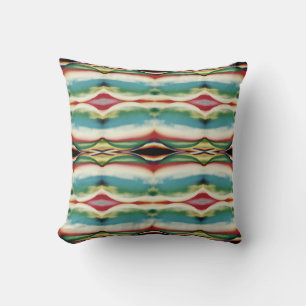 Teal Dark Red Gold Southwest Look Large Tiles Cushion
