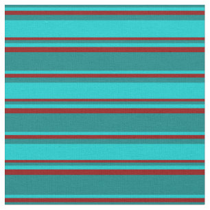 Teal, Dark Turquoise & Dark Red Coloured Pattern Fabric