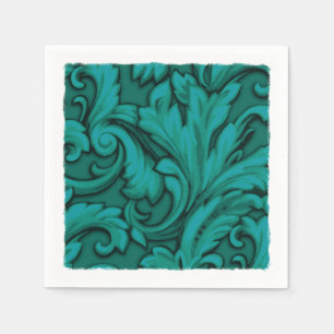 Teal Dazzling Damask Napkin