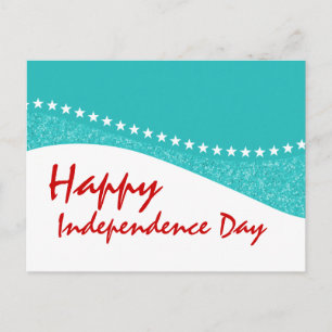 Teal Dazzling Star Curves July 4th Postcard