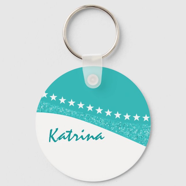 Teal Dazzling Star Curves Keychain (Front)