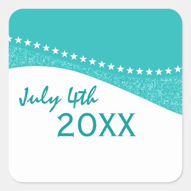 Teal Dazzling Star Curves Stickers (Front)