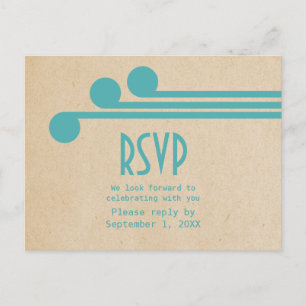 Teal Deco Chic RSVP Postcard