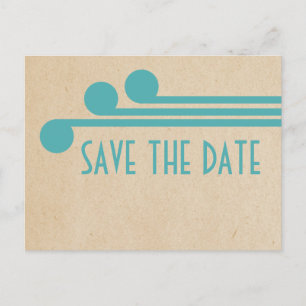 Teal Deco Chic Save the Date Postcard