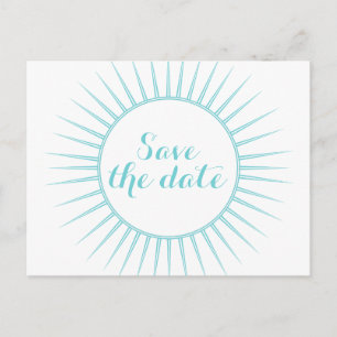 Teal Deco Retro Save the Date Postcard