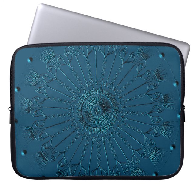 Teal Decorative Laptop Sleeve (Front)