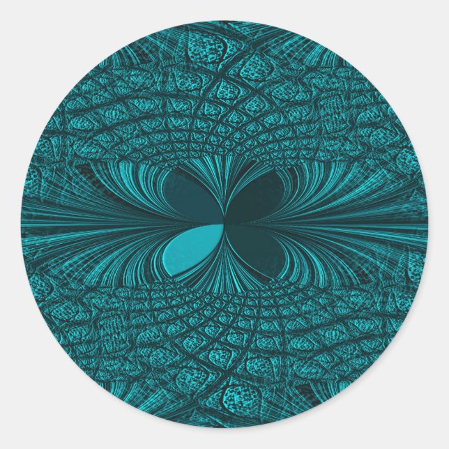 Teal Decorative Modern Classic Round Sticker (Front)