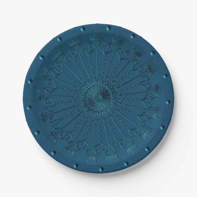 Teal Decorative Paper Plate (Front)