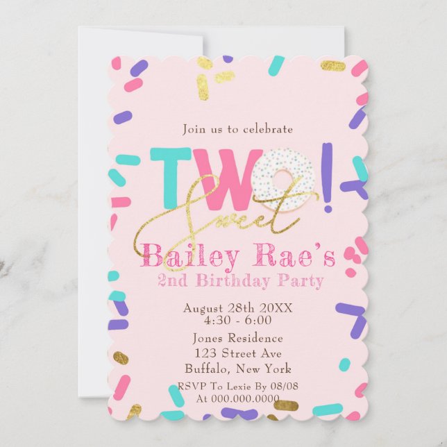 Teal Denim Doughnuts & Sprinkles 2nd Birthday Part (Front)