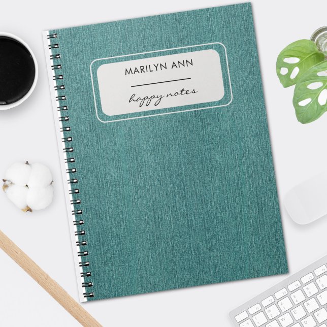 Teal Denim Texture Fabric Print Spiral Notebook (Creator Uploaded)