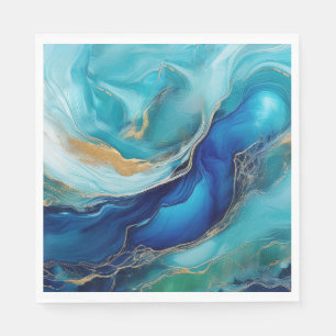 Teal Depths: Oceanic Abstract Impressions Napkin