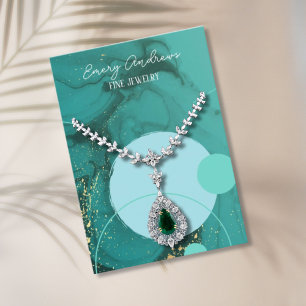 Teal Designer Jewellery Necklace Holder Display Business Card