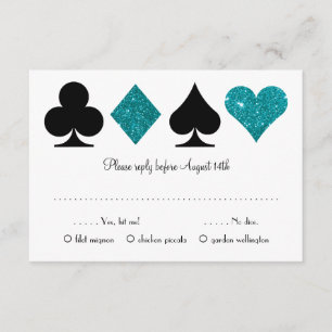Teal Destiny Vegas Wedding RSVP with Meal Choice Enclosure Card