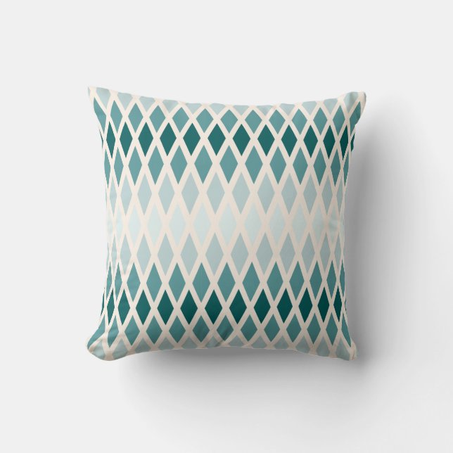 Teal Diamond Ombre Cushion (Front)