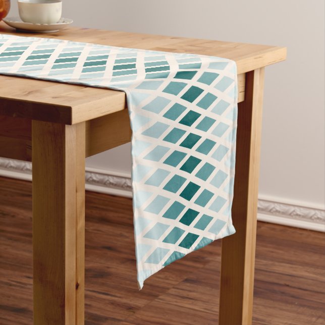 Teal Diamond Ombre Short Table Runner (In Situ)