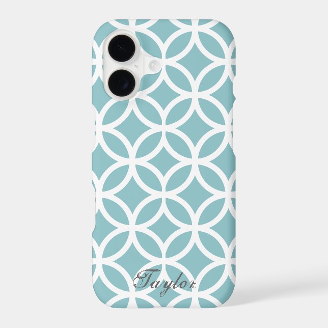 Teal Diamond Pattern Personalised (Back)